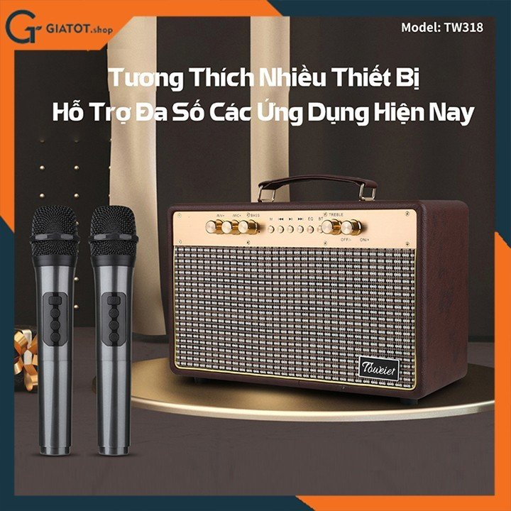 Loa Bluetooth Toweier TW-318 bản mới nhất 2023 với âm thanh siêu đỉnh,loa karaoke không dây kèm micro hát siêu hay có BH