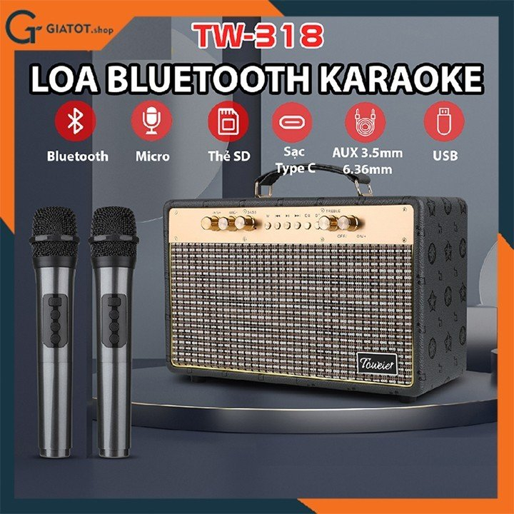 Loa Bluetooth Toweier TW-318 bản mới nhất 2023 với âm thanh siêu đỉnh,loa karaoke không dây kèm micro hát siêu hay có BH