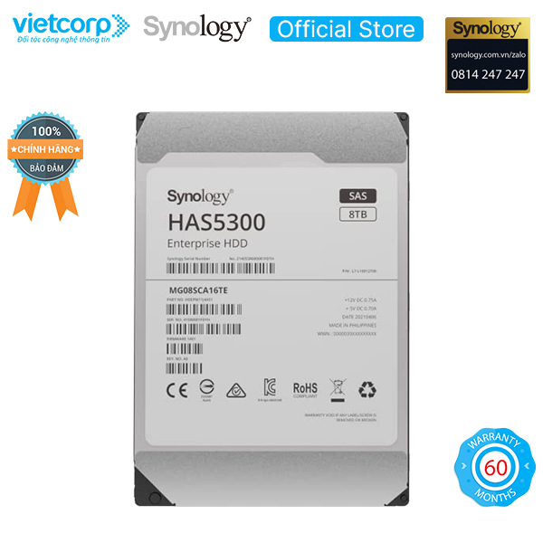 Ổ cứng HDD SAS 3,5" cho NAS Synology HAS5300-8T - Hàng Chính Hãng