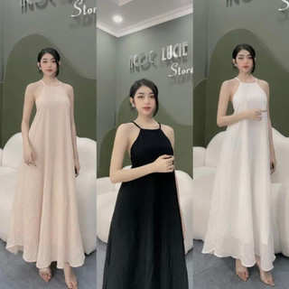D409 - Đầm Maxi Form Rộng Hở Lưng Cột Nơ Ngọc Lucie Store