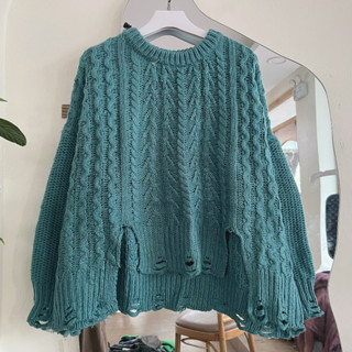 Áo Len Thừng 2hand tone màu lạnh xám khói, ghi, xanh than, mint