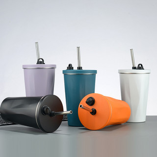Ly giữ nhiệt inox Thái Lan 500ml có ống hút thép không gỉ bình cốc uống nước để bàn KM24000