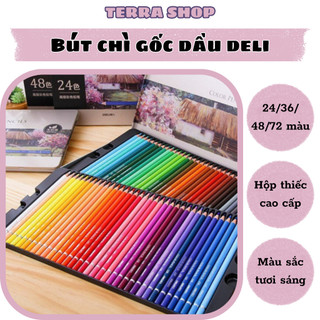 Màu chì deli gốc dầu bộ chì tô màu khô vẽ tranh cao cấp hộp thiếc 24/36/48/72 bút- b75