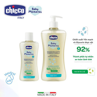 Sữa tắm gội Chicco chiết xuất Yến Mạch 500ml/200ml dành cho bé từ sơ sinh