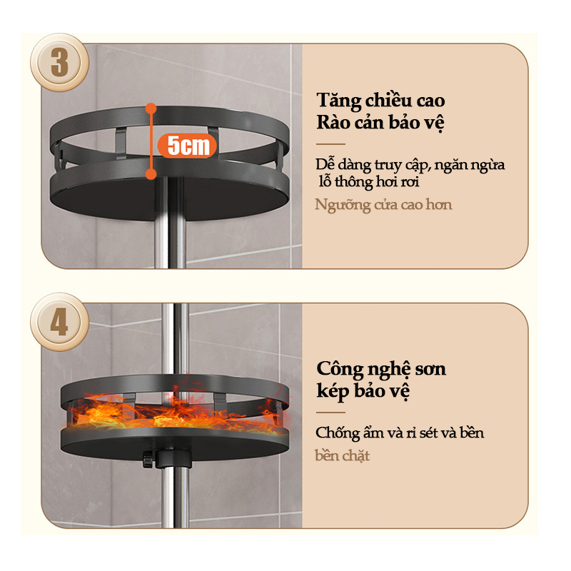 HEINO Kệ Đựng Gia Vị Xoay 360 Độ 2/3 Tầng ,Kệ Để Đồ Nhà Bếp,Kệ Mỹ Phẩm Thông Minh ,Dáng Vuông/Tròn