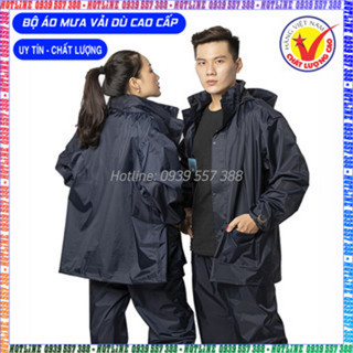 Bộ áo mưa vải dù màu tím than, áo mưa, áo đi mưa vải dù cao cấp