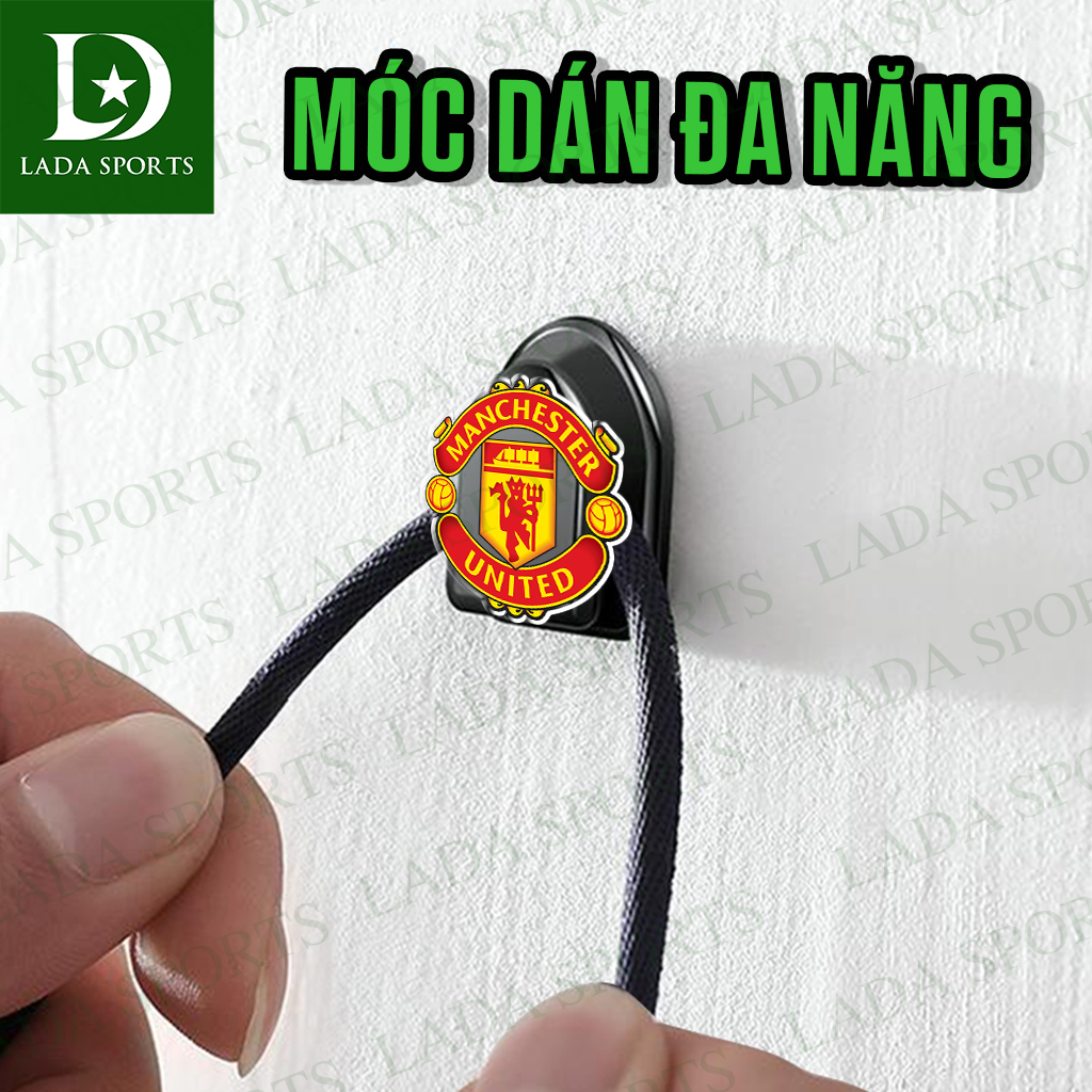 Móc dán treo đồ gắn hình logo câu lạc bộ bóng đá, móc treo đa năng dính tường, dính taplo ô tô cho fan bóng đá