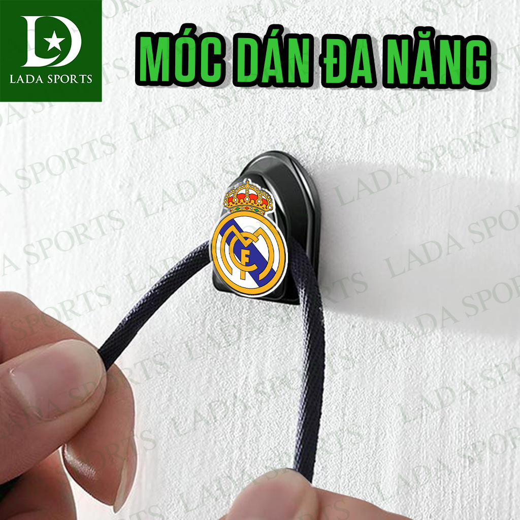 Móc dán treo đồ gắn hình logo câu lạc bộ bóng đá, móc treo đa năng dính tường, dính taplo ô tô cho fan bóng đá