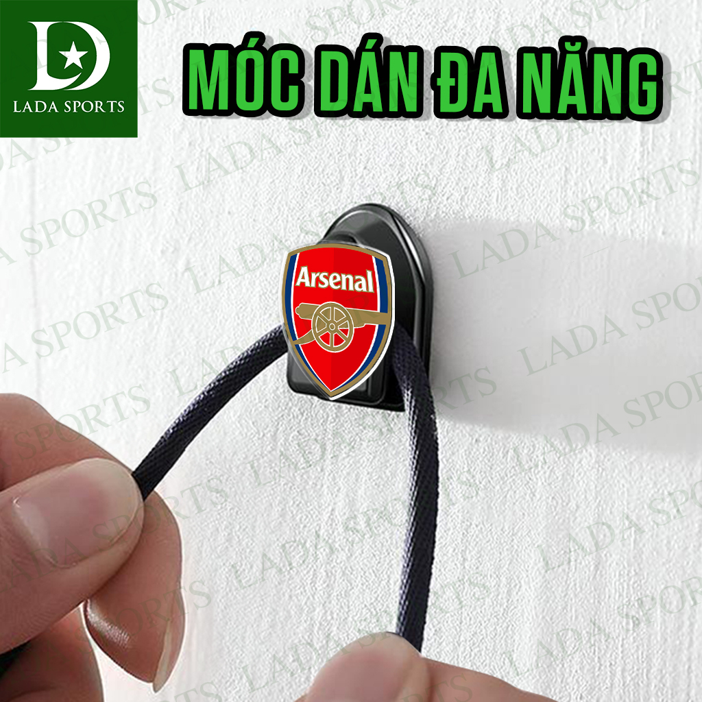Móc dán treo đồ gắn hình logo câu lạc bộ bóng đá, móc treo đa năng dính tường, dính taplo ô tô cho fan bóng đá