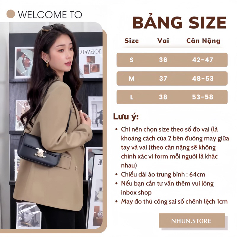 Áo blazer nữ xẻ sau NhunFashion Áo vest nữ dài tay khoác ngoài thiết kế cúc xoắn viền tay xẻ chéo lưng sau siêu hót N98 | BigBuy360 - bigbuy360.vn