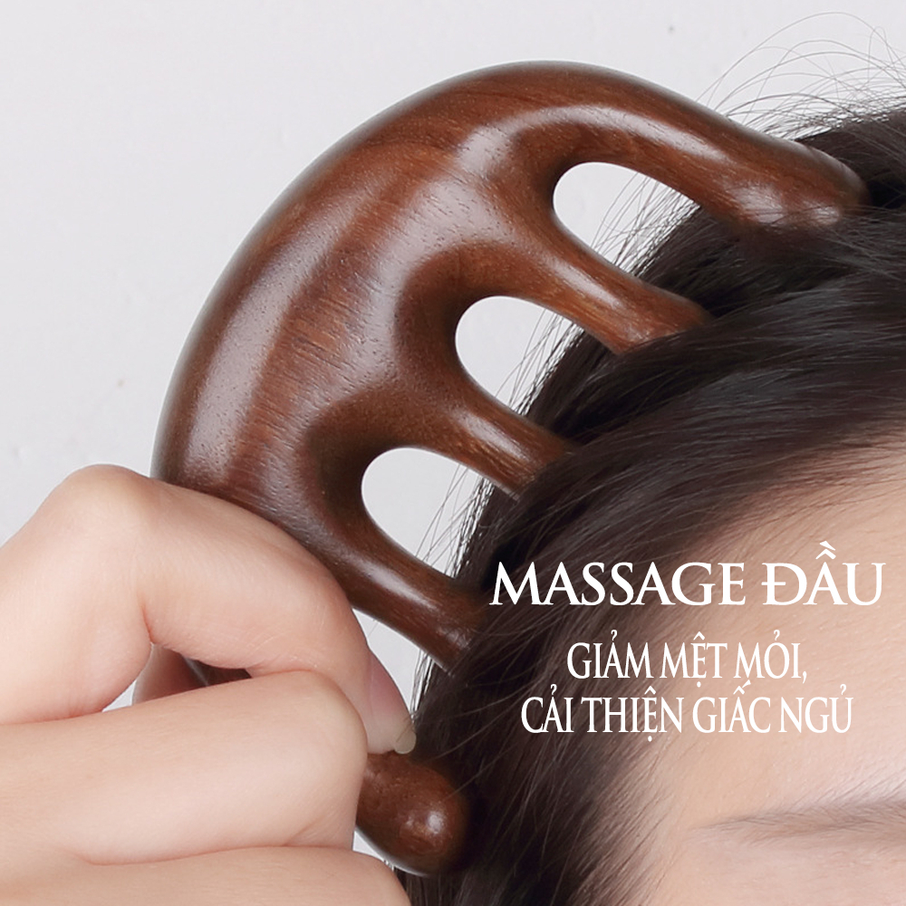 *FREESHIP*LƯỢC GỖ ĐÀN HƯƠNG  MASSAGE DA ĐẦU THÔNG KINH MẠCH CHỐNG TĨNH ĐIỆN
