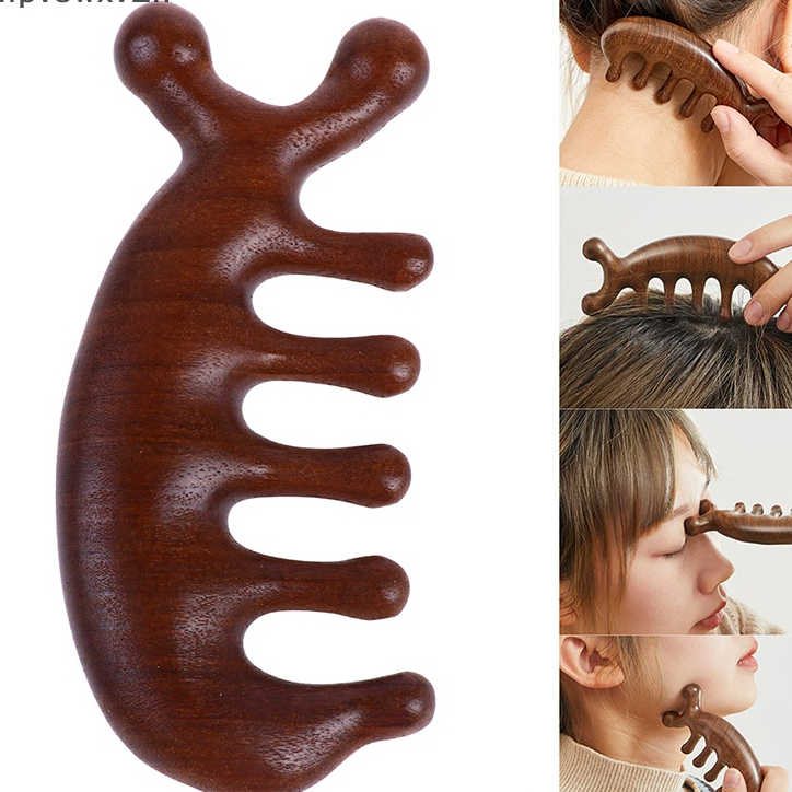 *FREESHIP*LƯỢC GỖ ĐÀN HƯƠNG  MASSAGE DA ĐẦU THÔNG KINH MẠCH CHỐNG TĨNH ĐIỆN