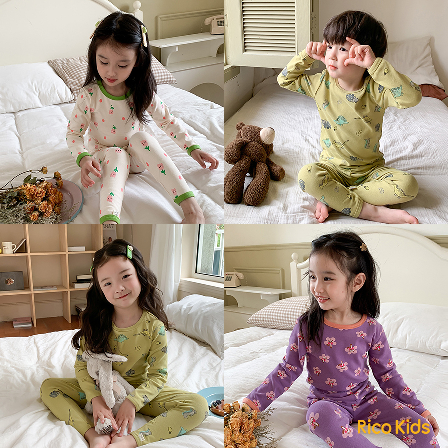 Bộ quần áo thu đông cho bé gái, bé trai từ 8-35kg cotton dài tay Dày Bền chính hãng Ambb Kids Y046-14