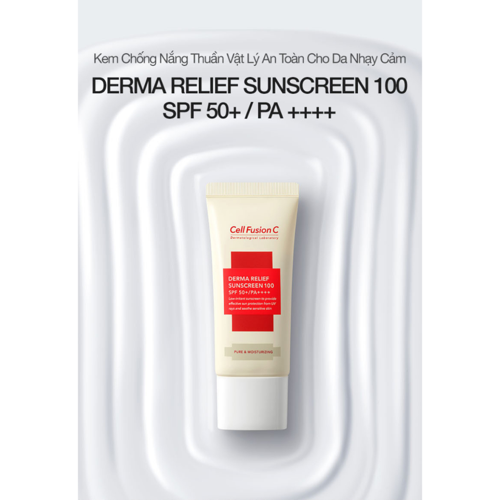 Kem Chống Nắng Thuần Vật Lý Chống Ánh Sáng Xanh Cell Fusion C Derma Relief Sunscreen 100 SPF 50+/PA++++ (35ml)