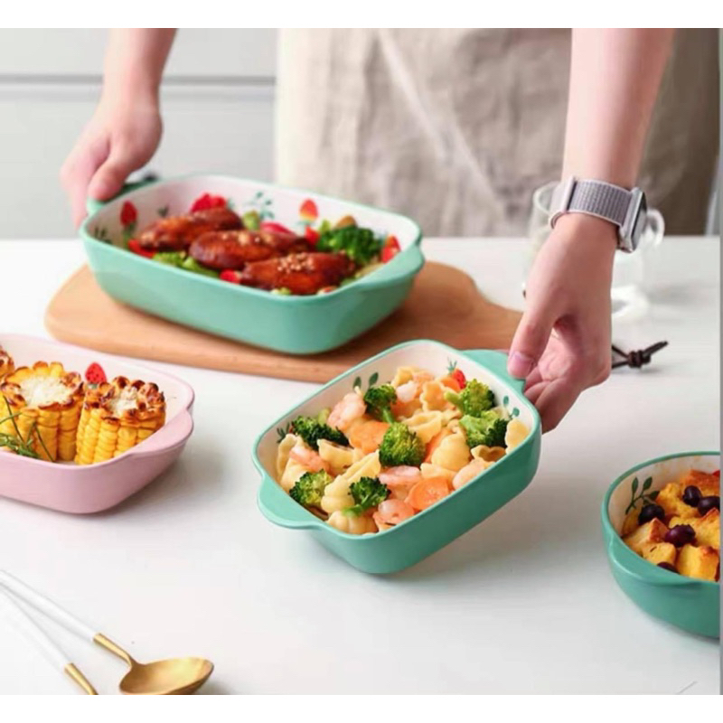 Bộ chén bát dâu tây xanh siêu dễ thương