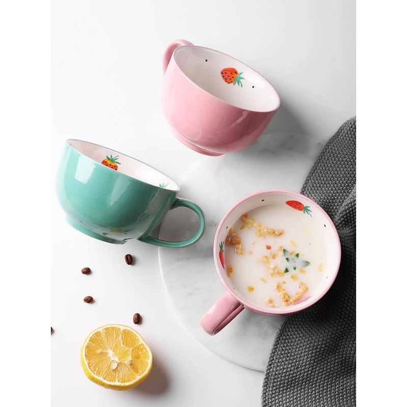 Bộ chén bát dâu tây xanh siêu dễ thương