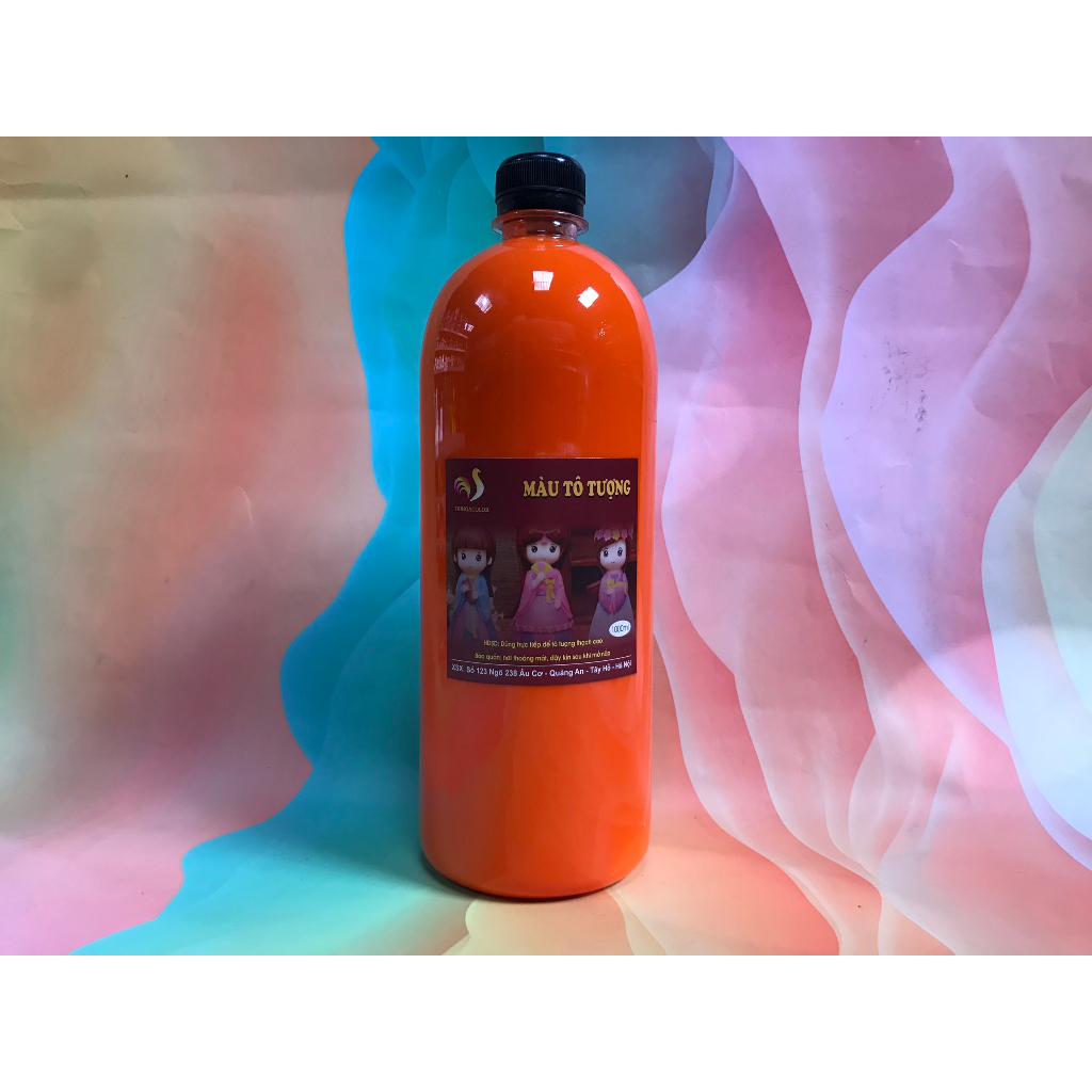 Màu Nước Tô Tượng Thạch Cao Pha Sẵn Màu Thường HUNGACOLOR Chai 1000ml Kèm Vòi Nhấn