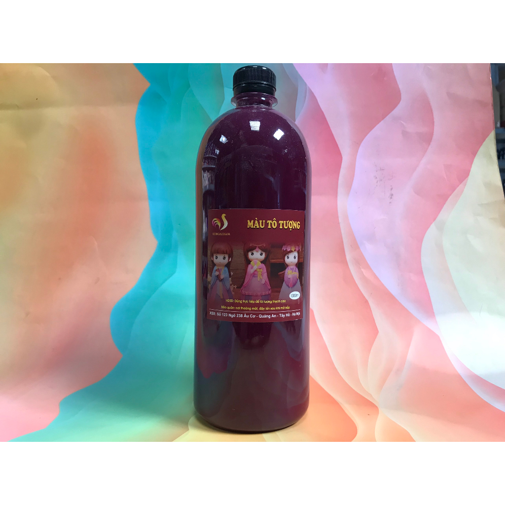 Màu Nước Tô Tượng Thạch Cao Pha Sẵn Màu Thường HUNGACOLOR Chai 1000ml Kèm Vòi Nhấn