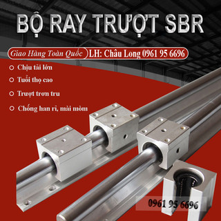 Thanh ray trượt tròn có đế sbr 1 ray 1m + 2 con trượt mạ crom cao cấp