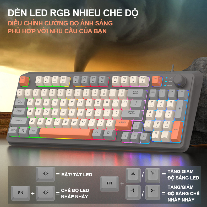 Bàn phím máy tính giả cơ gaming K82 XUNFOX led light 7 màu cực đẹp bàn phím gaming giả cơ K82 | BigBuy360 - bigbuy360.vn