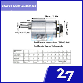 Động cơ dc servo jgb37-520 tốc độ quay 35rpm/ phút