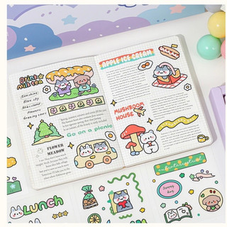 (Size 8x8cm) Sticker dễ thương trang trí sổ tay Sticker dán điện thoại ly nước hoặc laptop
