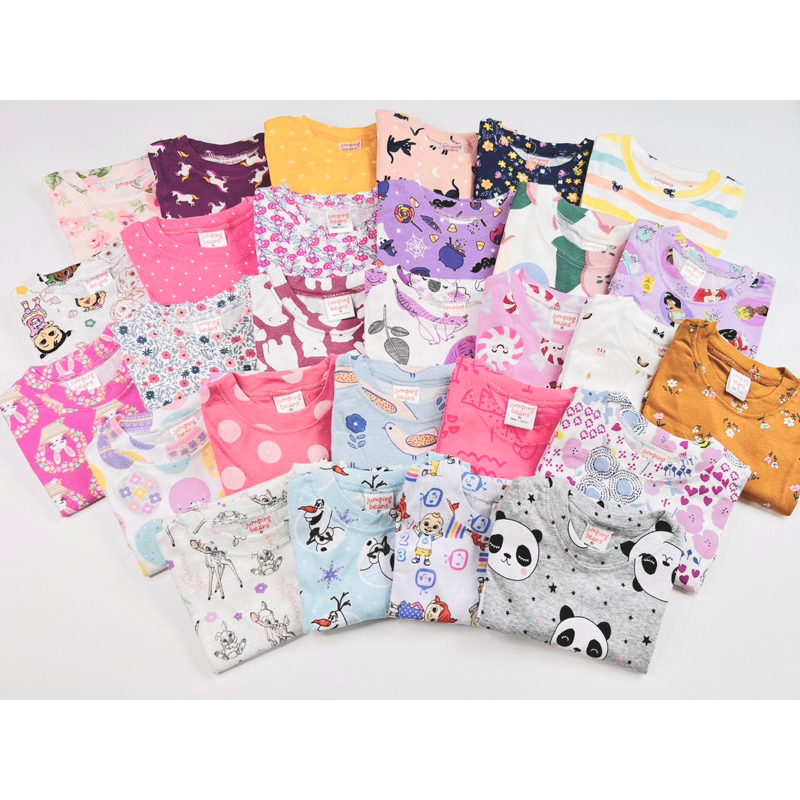 Bộ đồ dài tay cotton cho bé gái thun co giãn vải xuất dư áo dài quần dài VNXK hoa nhí hồng trắng vàng xanh