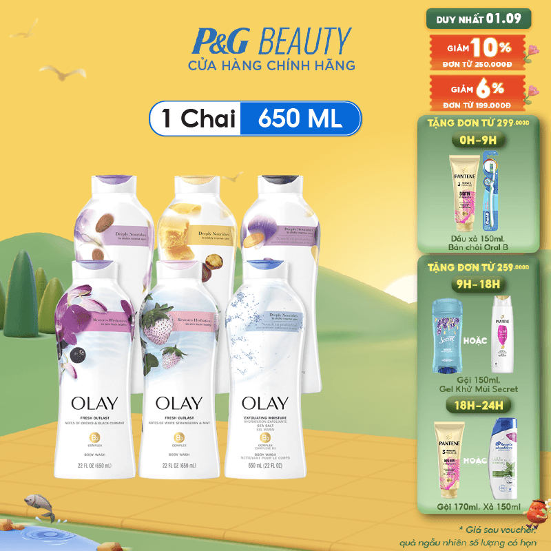 Sữa tắm Olay dưỡng da nhiều mùi hương 650ml