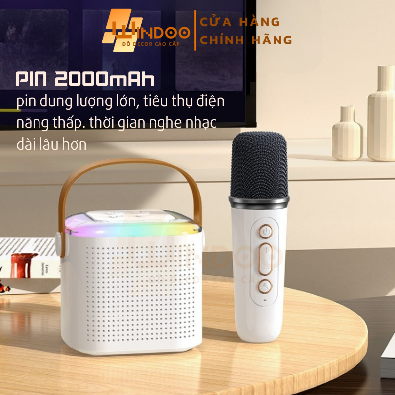 Loa bluetooth karaoke âm thanh chất lượng cao bass mạnh pin khoẻ tặng kèm mic hát