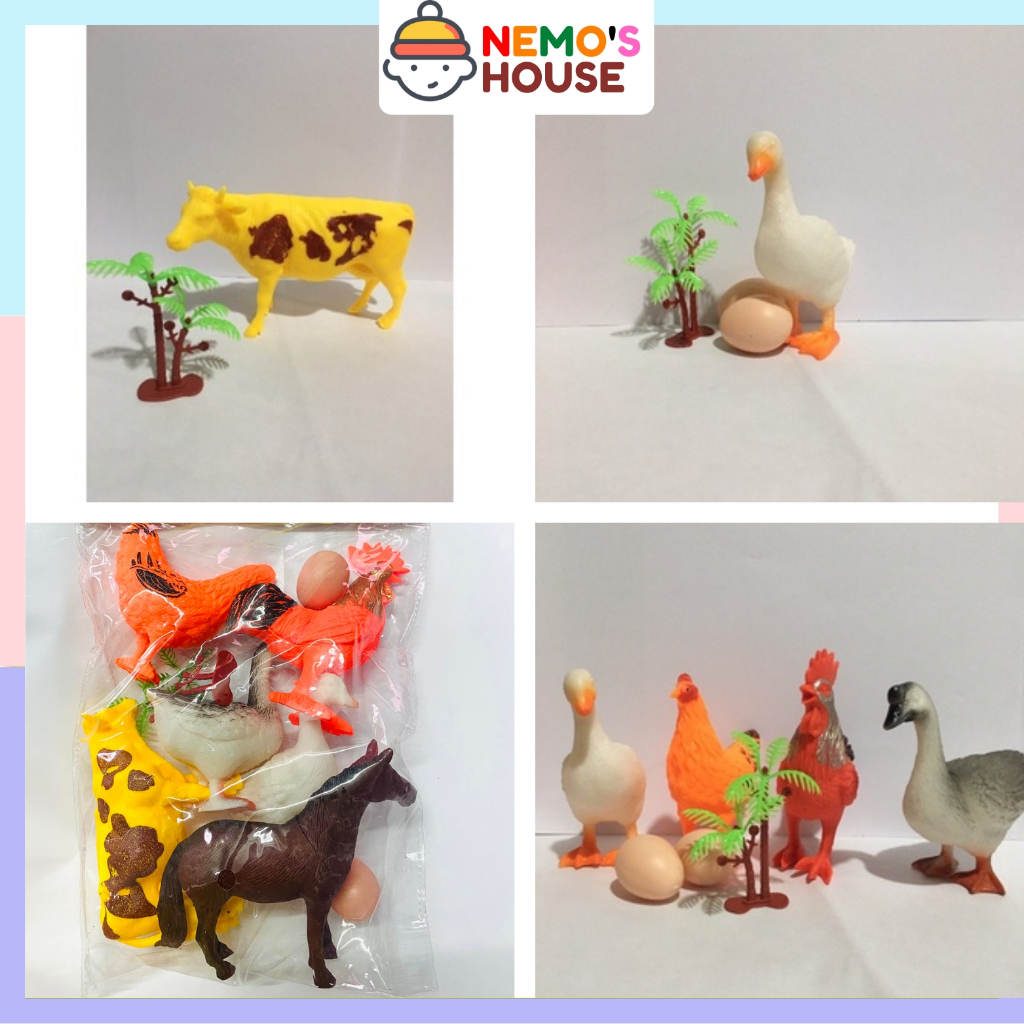 Đồ chơi túi mô hình động vật nuôi cho bé, bộ đồ chơi động vật nuôi nông trại ngộ nghĩnh đáng yêu bằng nhựa an toàn