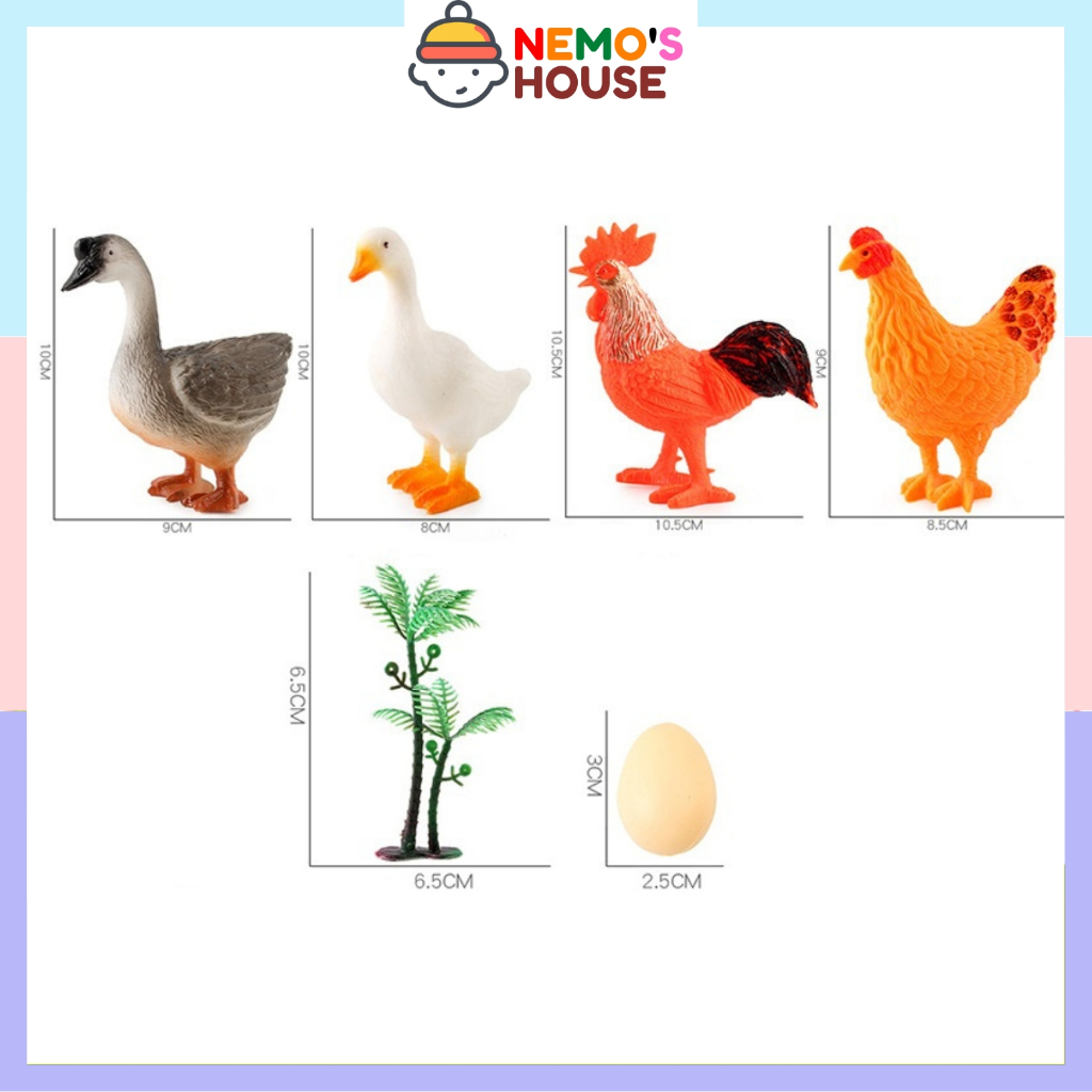 Đồ chơi túi mô hình động vật nuôi cho bé, bộ đồ chơi động vật nuôi nông trại ngộ nghĩnh đáng yêu bằng nhựa an toàn