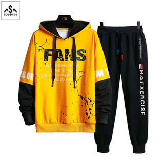 Bộ Đồ Áo Hoodies Nỉ Nam Dài Tay Có Mũ Kết Hợp Quần Jogger Bo Gấu Phối Chữ TOP NAM 90000175+JG075