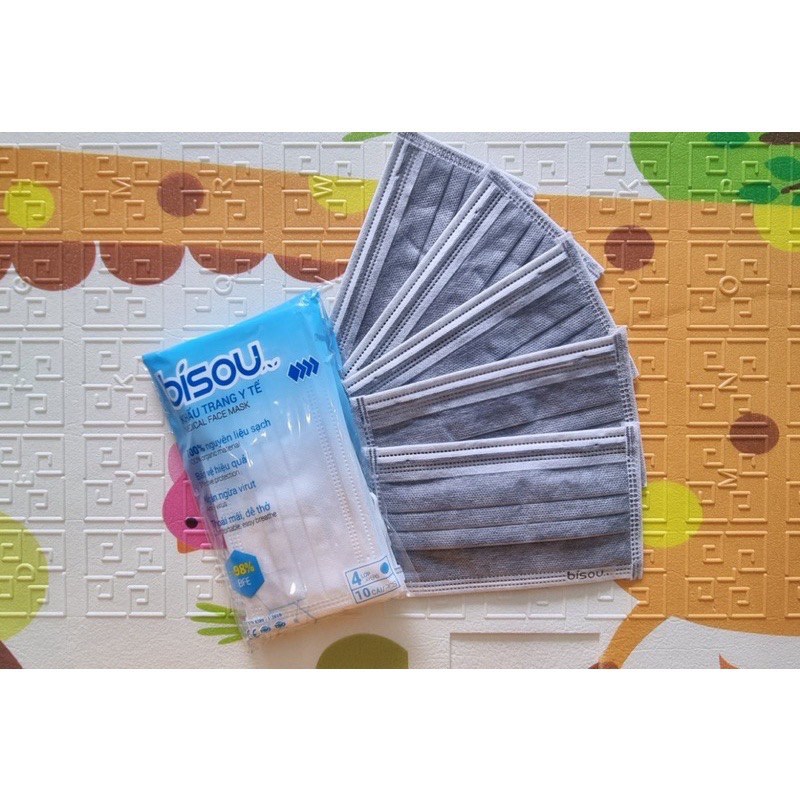 Khẩu trang Bisou y tế cao cấp mịn không xù lông