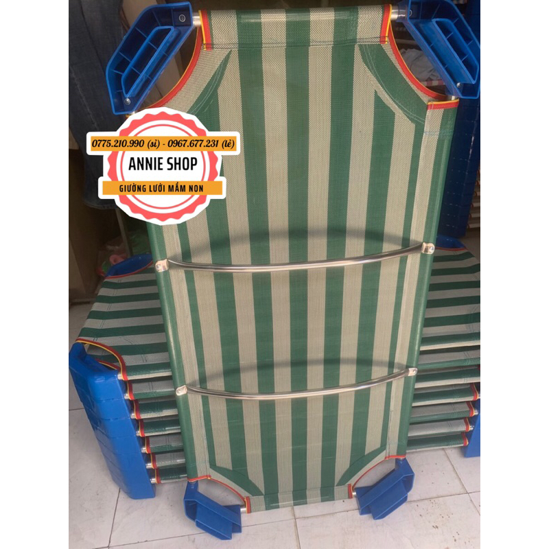 Giường lưới trẻ em có 2 thanh đỡ lưng inox - Loại 1 ráp sẵn  Dùng cho bé sơ sinh/mầm non