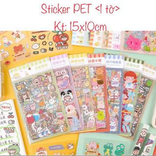 <6 Tờ> Sticker trong dán sổ kích thước 15x10cm Sticker PET dán ly cốc Sticker dán điện thoại laptop