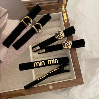 Sét 3 kẹp tóc cho nữ đen nhung đính tag phong cách retro tiểu thư