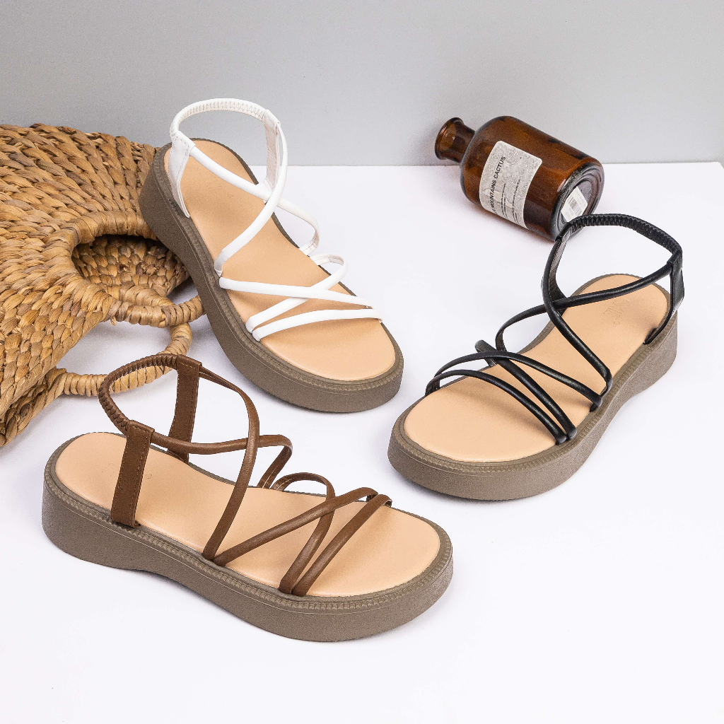 Giày Sandal Đế Xuồng 3cm Quai Mảnh Hậu Thun E180 Pixie