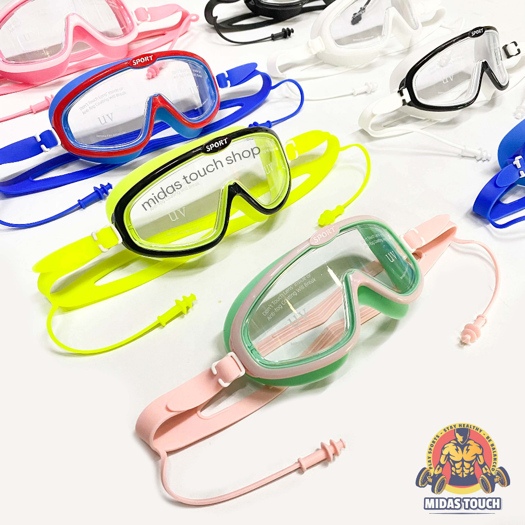 Kính Bơi Trẻ Em SPORT Kèm Bịt Tai - Chống Tia UV Chống Mờ Gọng Silicone Êm Ái Phù Hợp Trẻ Dưới 35kg