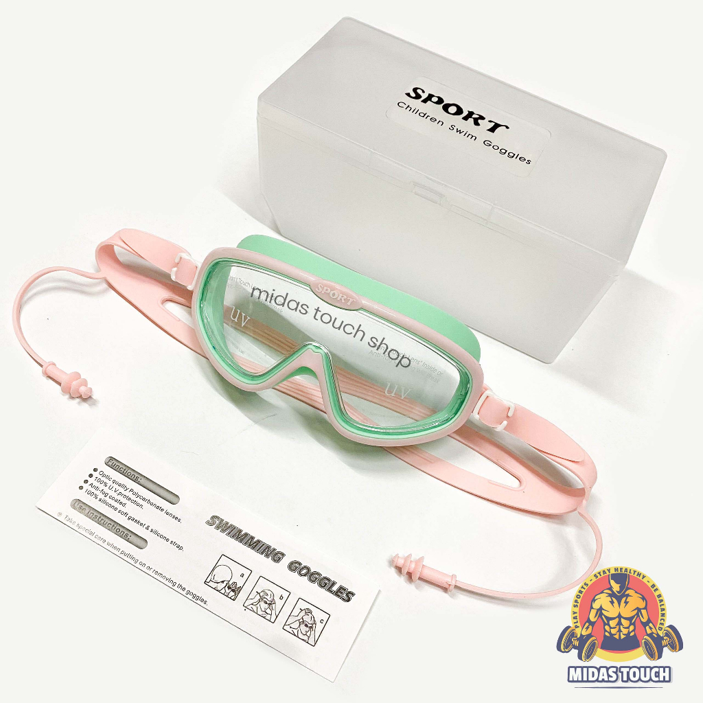 Kính Bơi Trẻ Em SPORT Kèm Bịt Tai - Chống Tia UV Chống Mờ Gọng Silicone Êm Ái Phù Hợp Trẻ Dưới 35kg