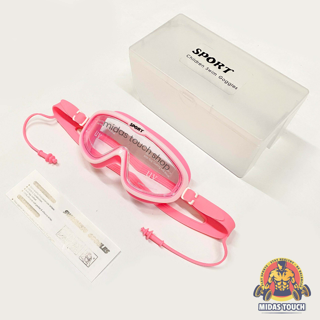 Kính Bơi Trẻ Em SPORT Kèm Bịt Tai - Chống Tia UV Chống Mờ Gọng Silicone Êm Ái Phù Hợp Trẻ Dưới 35kg