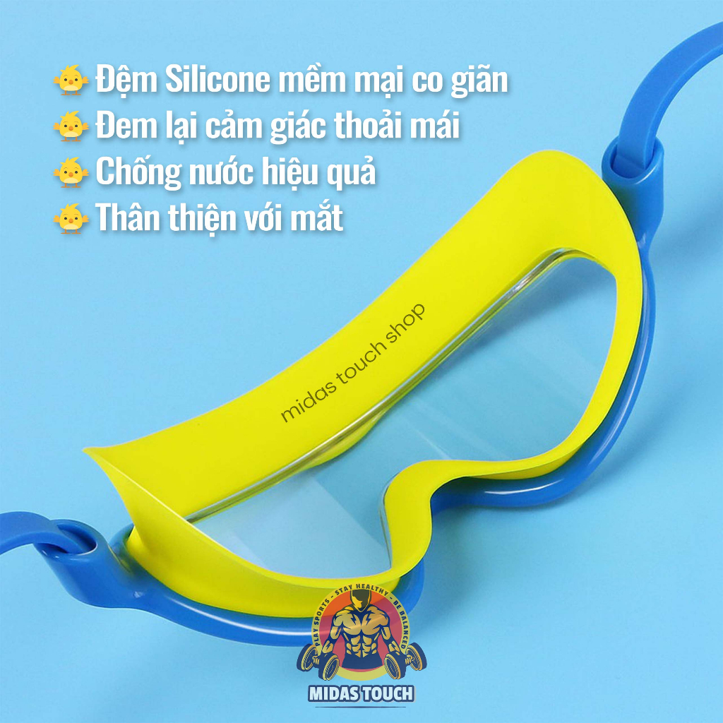 Kính Bơi Trẻ Em SPORT Kèm Bịt Tai - Chống Tia UV Chống Mờ Gọng Silicone Êm Ái Phù Hợp Trẻ Dưới 35kg