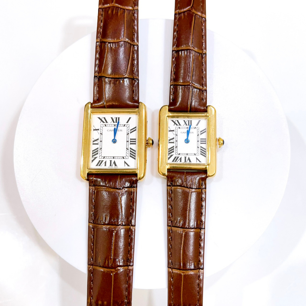 Đồng hồ Nam và Nữ CT - Size 22.26mm Dây Da Cao Cấp, Kính Cường Lực, Hai Kim Phút,Giờ Bảo Hành 3 Tháng