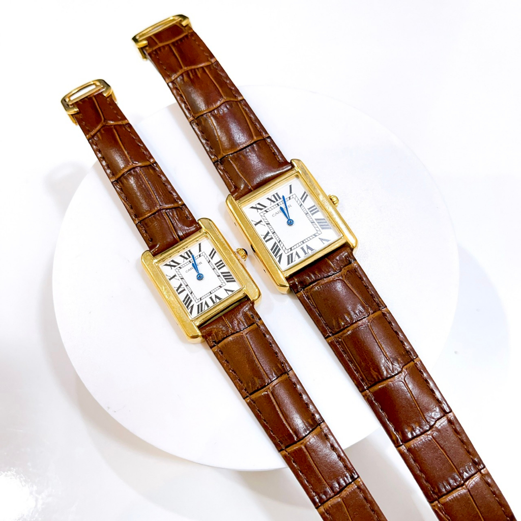 Đồng hồ Nam và Nữ CT - Size 22.26mm Dây Da Cao Cấp, Kính Cường Lực, Hai Kim Phút,Giờ Bảo Hành 3 Tháng