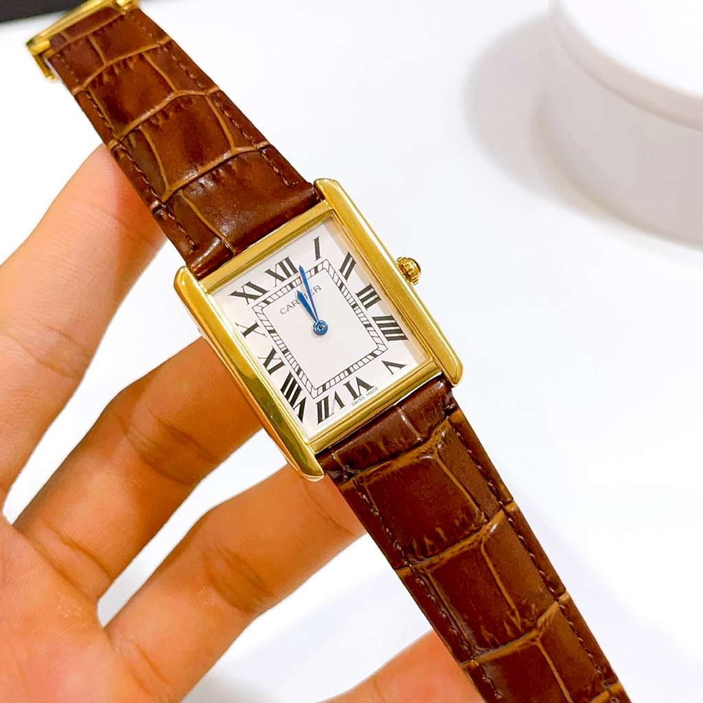 Đồng hồ Nam và Nữ CT - Size 22.26mm Dây Da Cao Cấp, Kính Cường Lực, Hai Kim Phút,Giờ Bảo Hành 3 Tháng