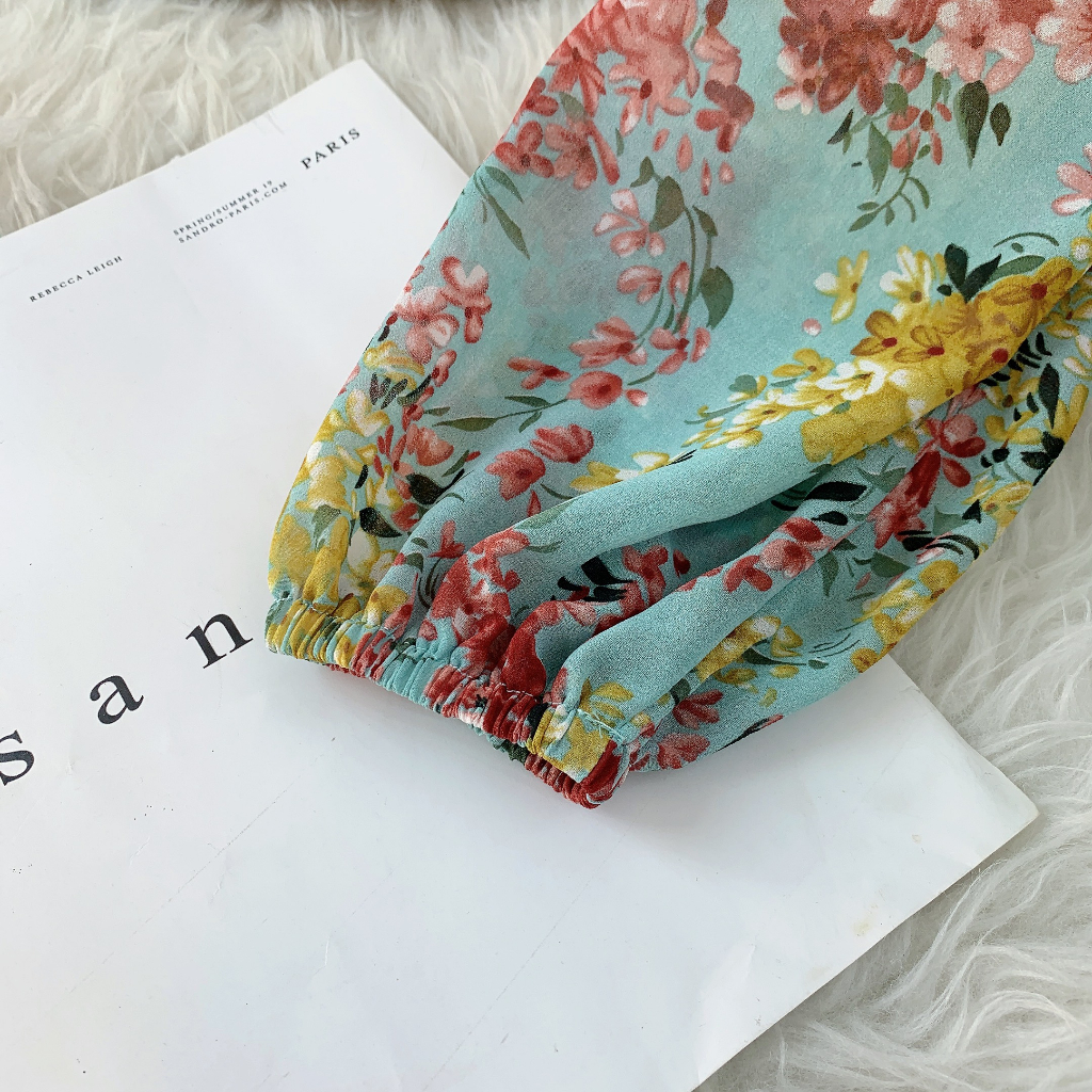 Áo Smocking cúp ngực tay dài họa tiết hoa nhí MIMIX DJ0125