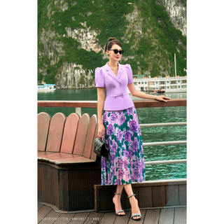 Sét Áo Vest Chân Váy Hoa Dập Ly Nữ MY WAY Công Sở Quý Phái 5MVB1067 - 5MCXB277