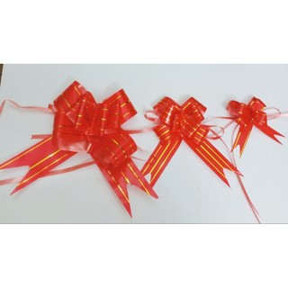 Set 10 nơ rút đỏ bản 5cm, 3cm,1.8cm