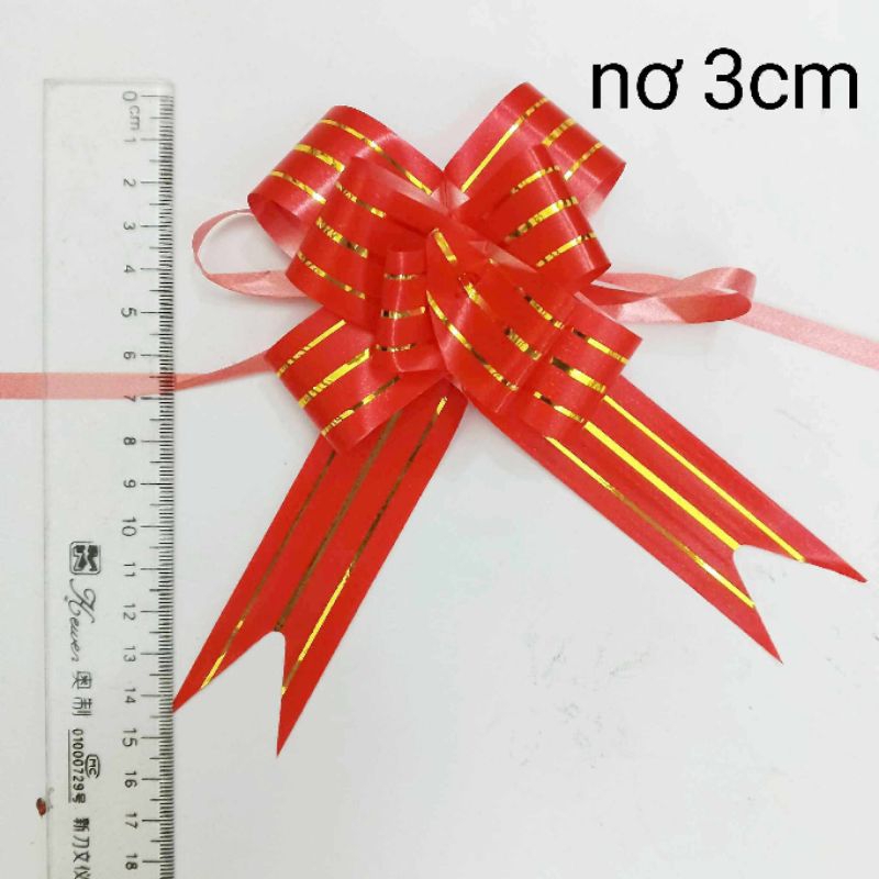Set 10 nơ rút đỏ bản 5cm, 3cm,1.8cm