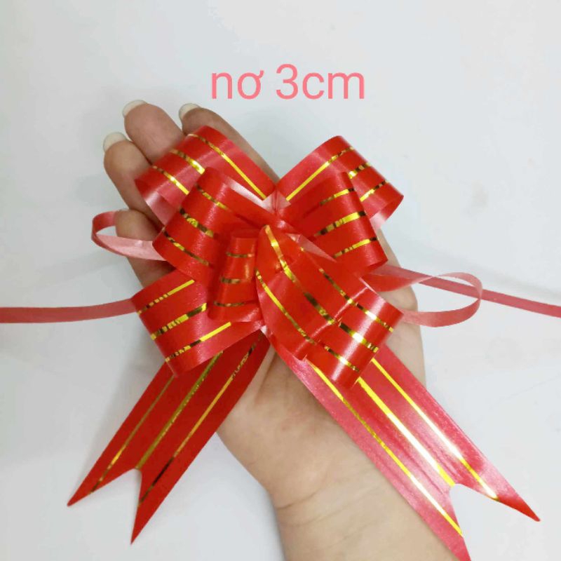 Set 10 nơ rút đỏ bản 5cm, 3cm,1.8cm