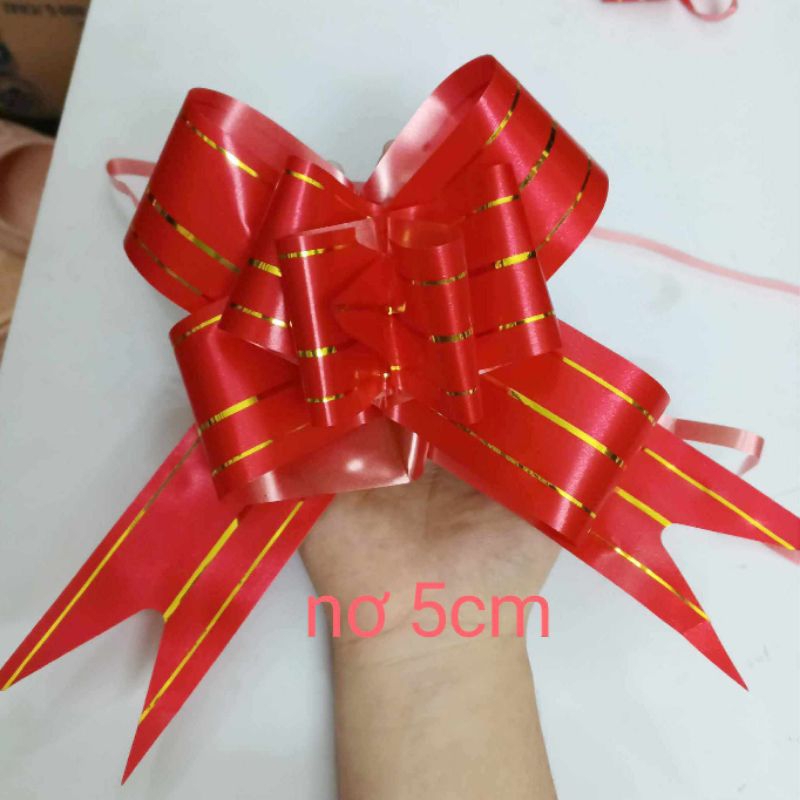 Set 10 nơ rút đỏ bản 5cm, 3cm,1.8cm